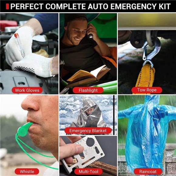 Car Emergency Kit, 24 in 1 Multifunctional Roadside Assistance Auto Safety Kit - Picture 5 of 6